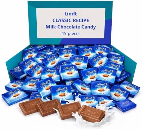 Lindt;sMilk Chocolate Individually Wrapped Pieces Approx 45 Bars of Fine Individually Wrapped Premium Milk Chocolate Naps Candy - Easter Basket Filler & Gift Arrangement Essential