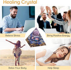 New Inspirational Crystal Pyramid Orgone Pyramids Flower of Life Aquamarine Energy Pyramid Generator for Protection Meditation Orgonite Pyramids (Purple-Blue)