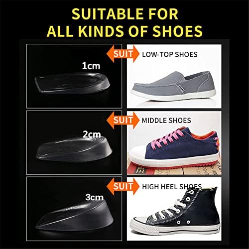 XINIFOOT Height Increase Insole (1 Pair) Gel Heel Cushion Pads Inserts, Invisible Silicone Insole 0.4 inch/0.8 inch/1.2 inch Height Lift Shoes Pads for Men, Women, Unisex-Adults, 1.2 inch