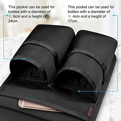 SITHON Massage Bottle Bag, Professional Massage Therapist Holster for 2 Bottles, Lotion Oil Waist Holder Organizer with Adjustable Belt, Multiple Pockets (Bag Only) (Black)