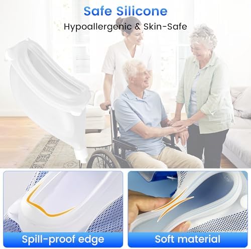 Urine Collection Bag Reusable Wearable Silicone Urine Drainage Device with 2 Bag Systems (Elderly Men, Blue)
