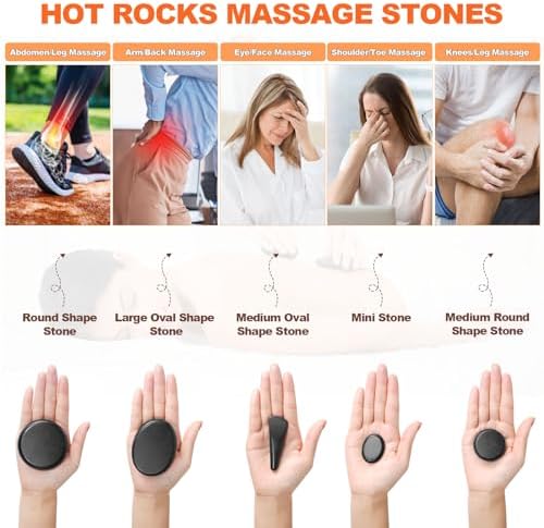 Hot Stones Massage Warmer Kit, 21 Pcs Hot Stones Massage Set, Hot Rocks Basalt Massage Stones for Home Spa Warming Therapy Relaxing