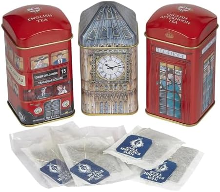 British Heritage Big Ben 3x Mini Tea Tin Gift Pack with 28 Teabags
