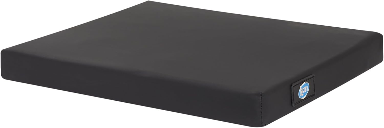 Lacura Q-Gel Cushion, 20" x 18" x 2", Gel Padded Cushion for Seats, Wheelchairs, and Cars, 2 Density Foam Padding with Antimicrobial Vinyl Cover, Provides Pain Relief and Support for the Legs and Back