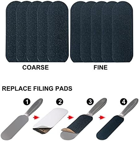 1 Pcs Professional Pedicure Foot File and Callus Remover for Hard Skin,Stainless Steel Foot Rasp File with 10 Free Refill Grits Replacement Pads with Two Sides Simple Bath Pedicure Salon Foot Scrubber