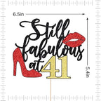 Still Fabulous at 41 Cake Topper,Happy 41st Birthday Queen High heels Big Red lips Cake Topper,Women 41st Birthday Party Cake Decorations