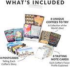 Atlas Coffee Club World of Coffee Discovery Set - Gourmet Coffee Gift Sampler - 8-Pack Variety Box of the World’s Best Single Origin Coffees - Freshly Ground Coffee