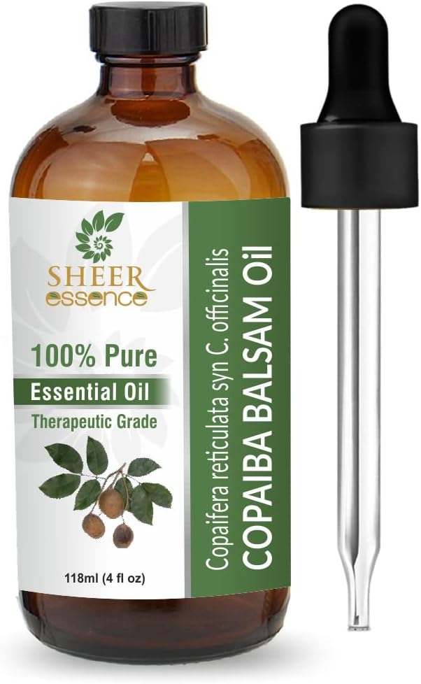Essential Oils 4oz - 100% Pure and Natural - Therapeutic Grade Oil - Huge 4 Fluid Ounces Bottle with Premium Glass Dropper (Copaiba Balsam Oil)