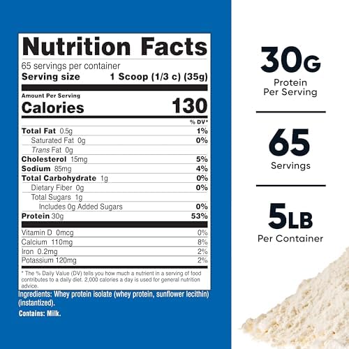 Nutricost Whey Protein Isolate (Unflavored) 5LBS