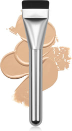 Flat Foundation Brush,Korean Makeup Brush Spatula Facial Brush for Liquid Foundation,Premium Face Makeup Brush for Blending Cream (Silver)