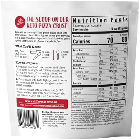 Keto Pizza Crust - Low Carb and Keto Friendly - Only 2g Net Carbs - Incredible Taste and Texture - Zero Sugar - Just Add Water and Oil - Keto Has Never Been So Easy - Keto Food - No Almond Flour - Non-GMO Sourced (7.6oz Mix) (1-Pack)
