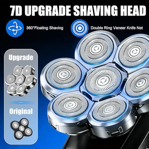 7 Head Shaver Replacement Heads for Freebird Bald Men, Head Shavers for Men,Shaver Replacement Blades for SHPAVVER/Wyklaus/Cyruzi Shaver Head (Silver/2 count)