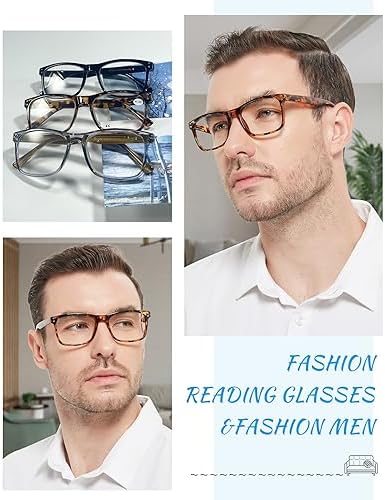 OCCI CHIARI Reading Glasses Men Fashion Rectangle Readers(1.0 1.25 1.5 1.75 2.0 2.25 2.5 2.75 3.0 3.5 4.0 5.0 6.0)