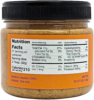 Nutural World - Crunchy Hazelnut Nut Butter 35 Oz (1kg) - 100% Pure/Single Ingredient - Great Taste Award winner