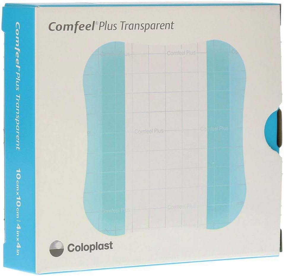 Comfeel Plus Transparent Thin Thin Hydrocolloid Dressing 4 x 4" Square Thin with Border Film Backing 33533 10 per Box