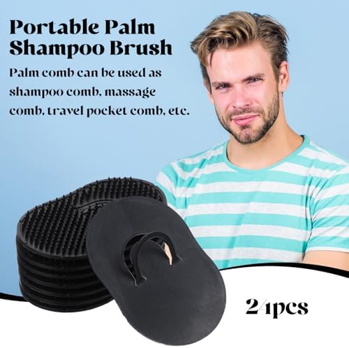 24Pcs Palm Combs, Soft Pocket Combs for Men Women, Portable Scalp Comb, Portable Pocket Hair Brush, Scalp Massager Shampoo Comb (Black)