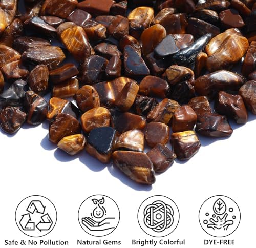 QYGL Tiger’s Eye Crystal Pebbles – 0.9LB Natural Tumbled Gemstones Bulk, Decorative Polished Stones for Vase Filler, Fish Tank Gravel, DIY Crafts, Plant Pots & Home Decor