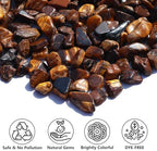 QYGL Tiger’s Eye Crystal Pebbles – 0.9LB Natural Tumbled Gemstones Bulk, Decorative Polished Stones for Vase Filler, Fish Tank Gravel, DIY Crafts, Plant Pots & Home Decor