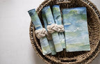 Boston International Paper Napkins Disposable 3-Ply Party Pack | Watercolor Art, 8.5" x 4.5" Hand Towels Dinner Buffet Napkin 16-Count, Ocean