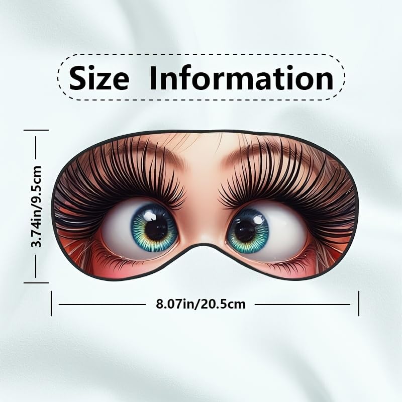 1pc Fun Cartoon Eye Print Sleep Mask with Adjustable Strap, Soft Comfortable Breathable Eye Cover for Travel Napping Office Rest, Ideal Gift