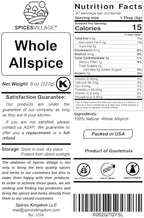 SPICES VILLAGE Allspice Berries Whole, Pimento Seeds, Natural Allspice for Cooking, Pickling Seasoning, 8 oz, Pimienta Dulce Malagueta, Kosher, Gluten Free, Non GMO, KETO Friendly, Resealable Bulk Bag