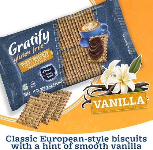 Osem Gratify Petit Beurre Vanilla Biscuits - Gluten Free Dessert Cookies, Sweet Snack for Adults & Kids, Vegan, Dairy Free, Oven Baked, Kosher - Vanilla, 7 oz Bag (Pack of 1)
