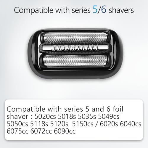 Series 5 Series 6 53B Replacement Head Compatible with Braun Electric Foil Shaver, Compatible with New Generation Razors 5020cs 5018s 5035s 5049cs 5050cs 6020s 6040cs 6072cc 6075cc 6090cc (2 Count)