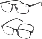 Blue Light Blocking Computer Reading Glasses 2 Pack | Lightweight Reader for Women Men, Flexible Anti-Slip, Clear Lens