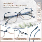 EYEGUARD Stylish Reading Glasses for Women Blue Light Blocking Readers with Spring Hinge Computer Eyeglasses