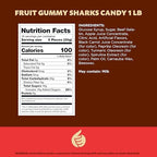 Gummy Sharks | 1-Pound Bag | Dye Free Сandy | Assorted Fruit Gummy Candy | Shark Gummies for Goodie Bags, Gifting & Snacking | Strawberry, Lemon, Orange, Apple, Blue Raspberry