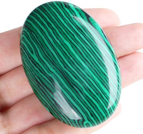 MAIBAOTA 2.4" Large Malachite Crystals Stone Polished Palm Stone Healing Crystals 0.7" Thick Natural Reiki Gemstone Worry Stone Energy Balancing Anxiety Stress Relief Meditation 1 Pc