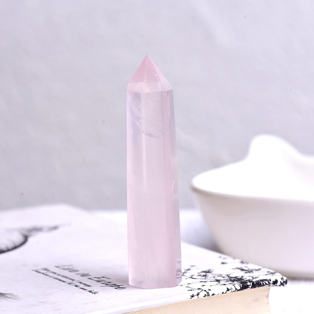 1PC Natural Crystal Column Quartz Rock Mineral Specimen Crystal Point Quartz Rainbow Wand Home Decor Stone,Pink,50-60mm