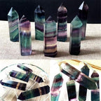 Natural Fluorite Quartz Crystal Stone Healing Amethyst Hexagonal Wand Point Stone Energy Generator Blanacing Chakra for Yoga Meditaion Home Ornaments Decor, Healing Crystals Alternative 1.57-1.97in