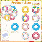 36pcs Edible Summer Swimming Ring Cupcake Toppers Wafer Paper Funny Pool Ring Cake Decorations Edible Swimming Pool Cupcake Picks for Hawaii Summer Beach Theme Party Decor