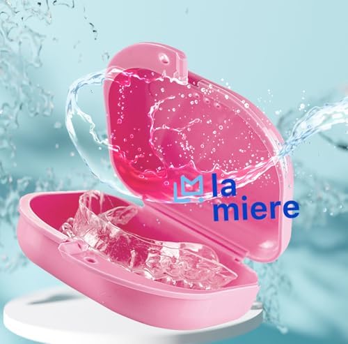LA MIERE Retainer Case with Lanyard Slim Cute Retainer Holder Dental Thin Container Braces Case, Pink