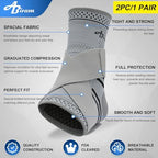 ABIRAM Ankle Brace for Men & Women - Adjustable Compression Sleeve with Wrap for Sprained Ankle, Plantar Fasciitis, Achilles Tendonitis - Breathable Support for Running, Volleyball, Basketball - L