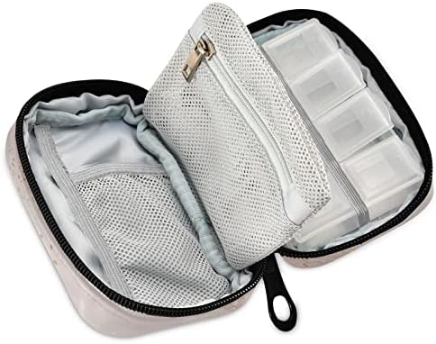 Rose Gold Glitter Marble Pill Case, Weekly Portable Pill Bag Container 7 Days Pill Box Organizer Vitamin Supplement Holder with Zipper for Travel Family Business