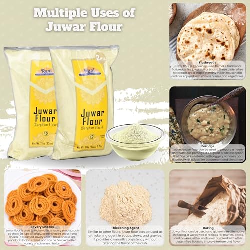 Rani Juwar (Sorghum) Flour 32oz (2lbs) 908g ~ All Natural | Vegan | Gluten Friendly | NON-GMO | Kosher | Indian Origin