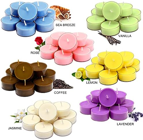 DEYBBY Scented Soy Wax Tealight Candles Bulk, Lavender Aromatherapy Candle for Stress Relief, Clear Cup Long Lasting, for for Relaxation, Spa and Bath|Pack of 12