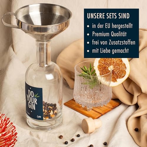 Gin Infusion Kit by Craftly | Natural Botanicals for Homemade Cocktails | Cocktail Making Kit | Birthday Gifts for Him & Her | Gifts for Men & Women | Includes Spices & Bottle