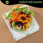 NUT CRAVINGS - Dried Fruit Flower Bouquet Arrangement in Wooden Apple-Shaped Gift Basket + Tray (9 Assortment) Healthy Snack Care Package