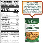 Eden Organic Green Lentils with Onion and Bay Leaf, 15 oz Can (12-Pack Case), Non-GMO, Vegan, Kosher, U.S. Grown, Heat and Serve, Macrobiotic