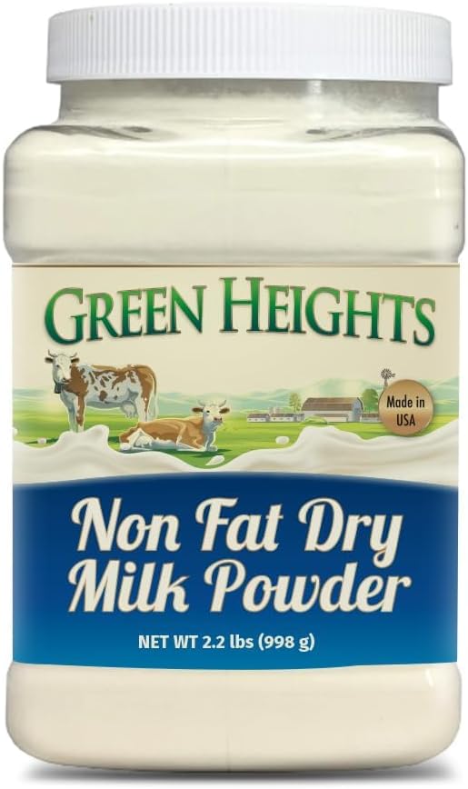 Non Fat Dry Milk Powder - 3 Pounds / 1.36 Kilo Jar (42+ Servings) - Proudly Made in America - Healthy Nourishing Essentials by Green Heights
