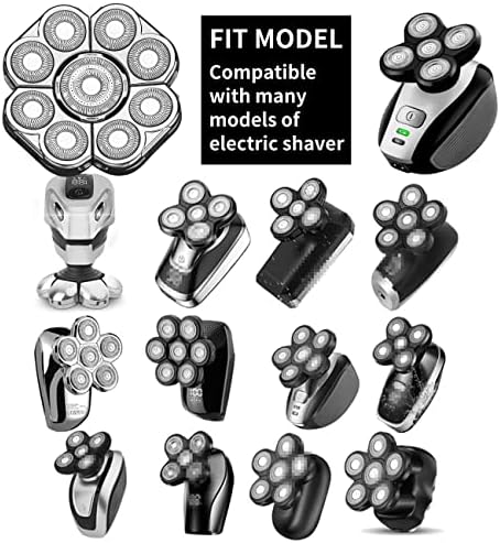 9 Blades Head Shaver Men's Electric Shaver Replacement Heads Universal Replacement Blade Head Electric Razor for Men (9D Silvery)