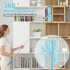 JEHONN Duster with 6 ft Extension Pole, 10 Refills Compatible with Swiffer Super Extendable Handle Heavy Duty Dusting Wand Starter Kit for Cleaning High Ceiling Fan Shelves Vent Window Blind