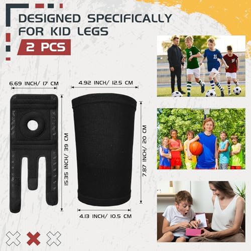 2 Pcs Kids Knee Brace, Youth Knee Compression Sleeve for Children Support for Boys Girls Basketball Volleyball Sports Gymnastics(Black,Medium)