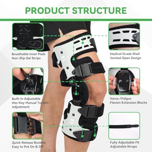 Orthomen OA Unloader Knee Brace, Adjustable Metal Medial & Lateral Valgus Knee Support,Osteoarthritis,Arthritis Pain Relief and Bone on Bone for Men & Women, Left