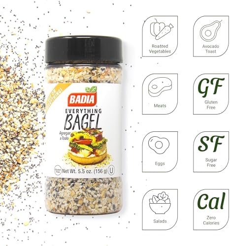 Badia Everything Bagel Seasoning Blend, 5.5 oz - Sesame Seed, Poppy Seed, Garlic, Onion and Salt