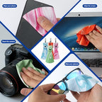 Microfiber Glasses Cleaning Cloths with Keychain, Portable Lens Wipes for Eyeglasses, Sunglasses, Camera Lenses, Electronics & Jewelry - 4 Pack
