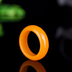 CAOMIAN Natural Yellow Jade Rings Real Stone Jade Ring Jadeite Jade for Men Rings for Women Nickles Women Jade Jewelry (Ring Size : 9.5)